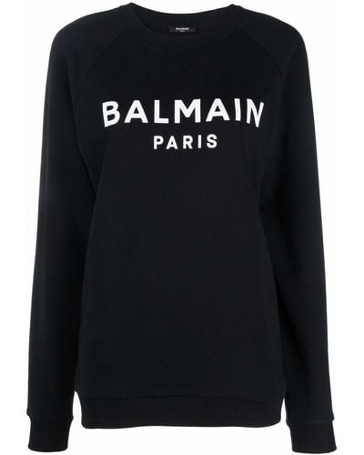 Balmain フロックロゴ スウェットシャツ - ブラック