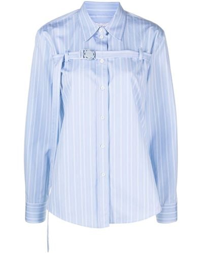 Off-White c/o Virgil Abloh Camisa a rayas con detalle de arnés - Azul