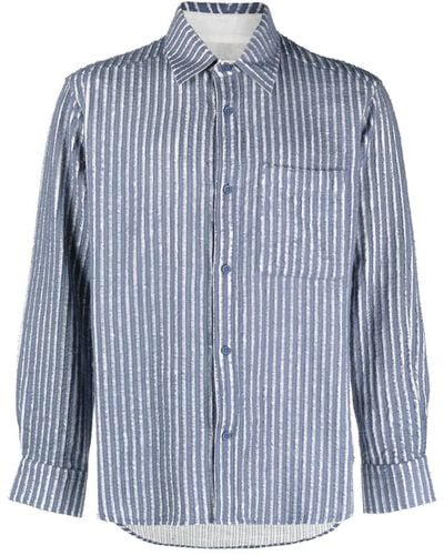 Craig Green Ripped Striped Cotton Shirt - Blue