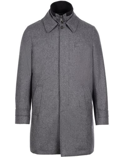 Norwegian Wool Down-lined Wool Coat - Gray