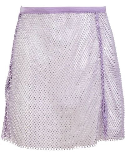 Fleur du Mal Crystal-embellished Fishnet Skirt - Purple