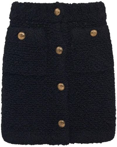 Prada Button-up Bouclé Miniskirt - Blue