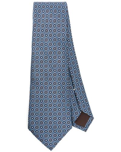 Canali Patterned-jacquard Silk Tie - Blue