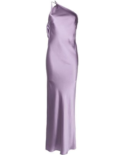 Michelle Mason One-shoulder Bias Silk Gown - Purple
