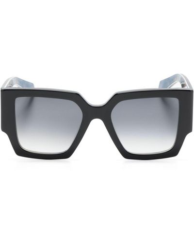 Roberto Cavalli Graphic-print Square-frame Sunglasses - Grey