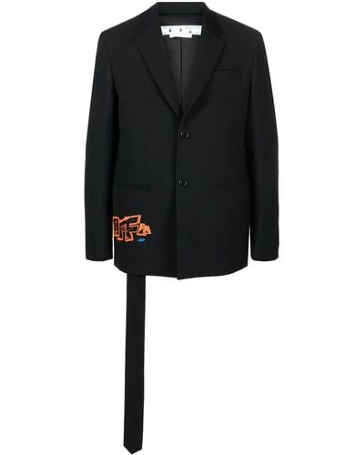 Off-White c/o Virgil Abloh Graffiti Logo Blazer con corbata falsa - Negro
