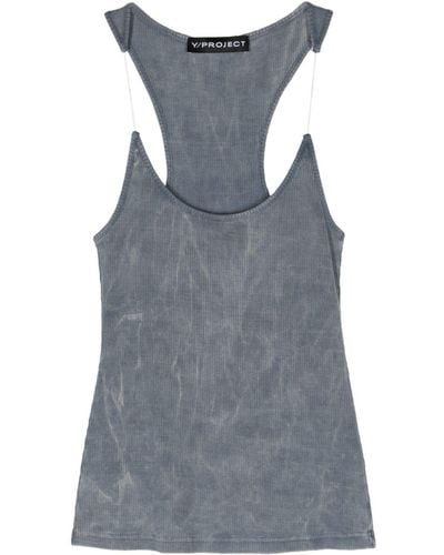 Y. Project Cotton Tank Top With Invisible Straps - Blue