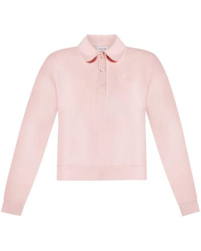 Lacoste Katoenen Sweater Met Logo-reliëf - Roze