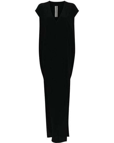 Rick Owens V-neck Crepe Maxi Dress - Black