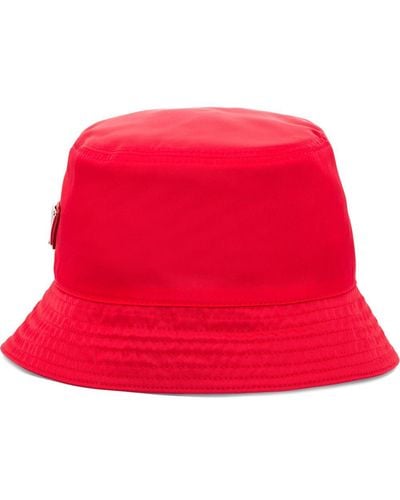 Prada Sombrero de pescador Re-Nylon con logo triangular - Rojo