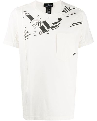 Stone Island Shadow Project T-shirt asimmetrica con stampa - Bianco