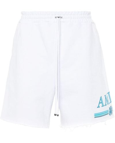 Amiri Rubberised-logo Cotton Shorts - White