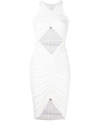 Dion Lee Sheer Gathered-front Sleeveless Dress - White