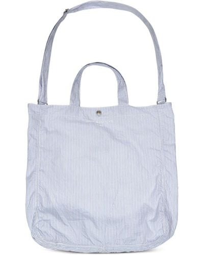 Comme des Garçons Logo-embroidered Stripe Cotton Tote Bag - Blue