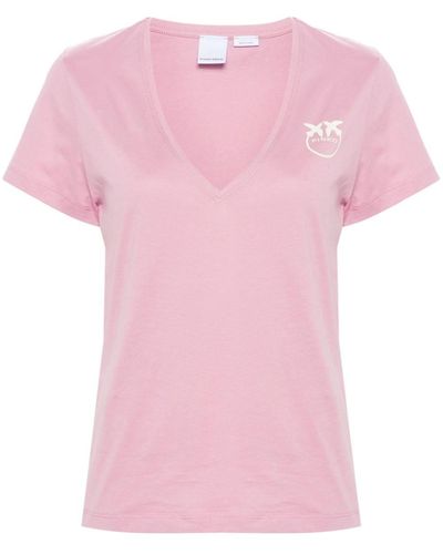 Pinko T-shirt Turbato à motif Love-Birds - Rose