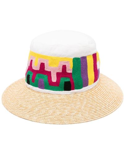 Eres Checkerboard-embroidered Sun Hat - Natural