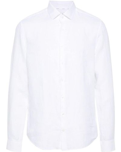 Calvin Klein Leinenhemd mit Logo-Stickerei - Weiß