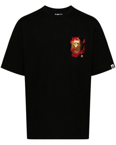A Bathing Ape T-shirt Met Grafische Print - Zwart