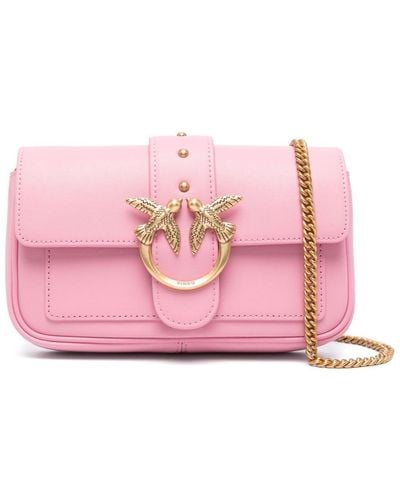 Pinko Love One Pocket Leather Crossbody Bag - Pink