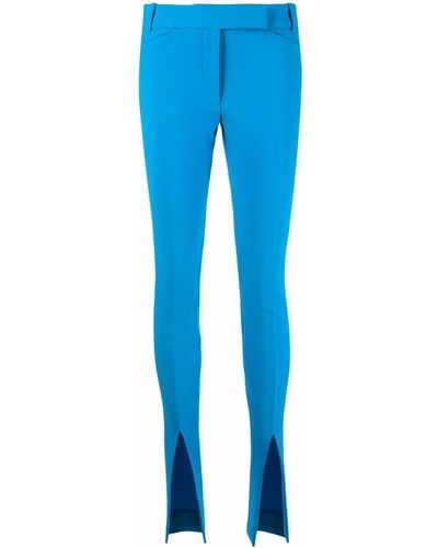 The Attico Freja Front-slit Tailored Pants - Blue
