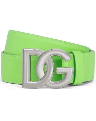 Dolce & Gabbana Dg-logo Leather Belt - Green