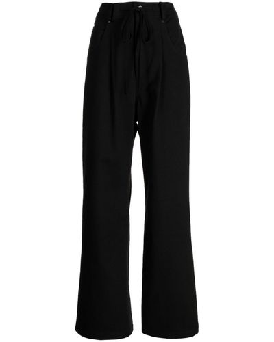 Goen.J Contrasting-panel Wide-leg Trousers - Black