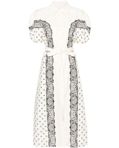 Chloé Midi-Hemdkleid mit Bandana-Print - Weiß