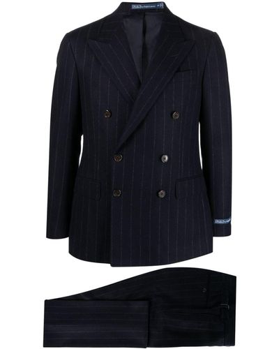Polo Ralph Lauren Polo Double-breasted Pinstriped Suit - Blue