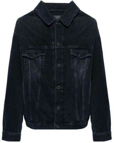 Balenciaga Off-shoulder Denim Jacket - Blue