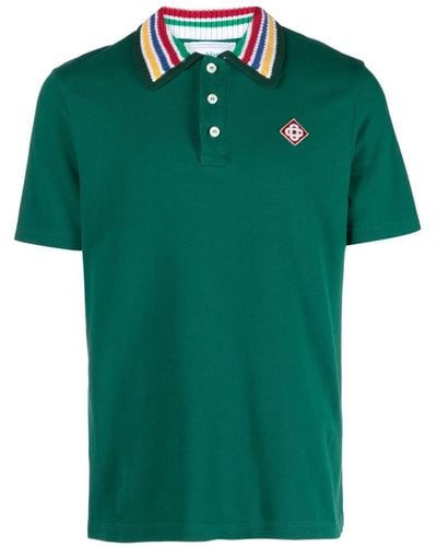 Casablancabrand Knit Collar Classic Polo Shirt - Green