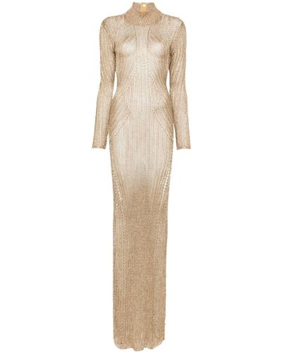 Tom Ford Open-back knitted maxi dress - Natur