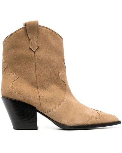 Aeyde 75mm Suede Western Boots - Natural