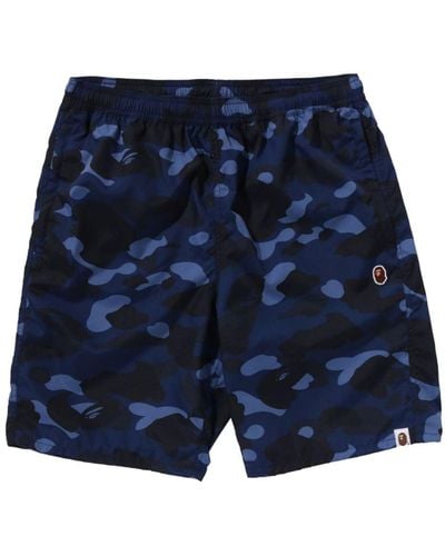 A Bathing Ape Camouflage-pattern Swim Shorts - Blue