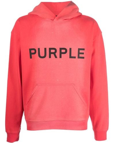 Purple Brand Logo-print Cotton Hoodie - Pink