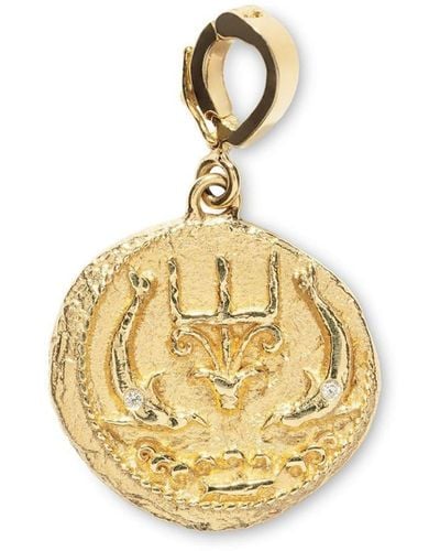 Azlee Colgante Of The Sea Coin pequeño en oro amarillo de 18 ct - Metálico