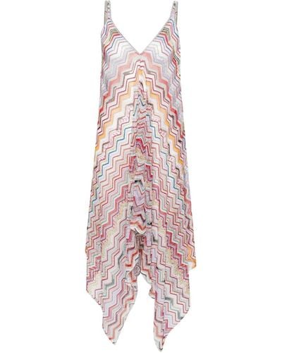Missoni Vestido de playa asimétrico de punto en zigzag - Rosa