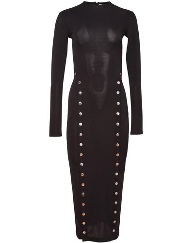 Fleur du Mal Stud-detail Side-slit Midi Dress - Black