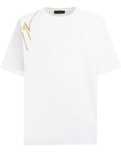 Giuseppe Zanotti Camiseta con logo bordado - Blanco