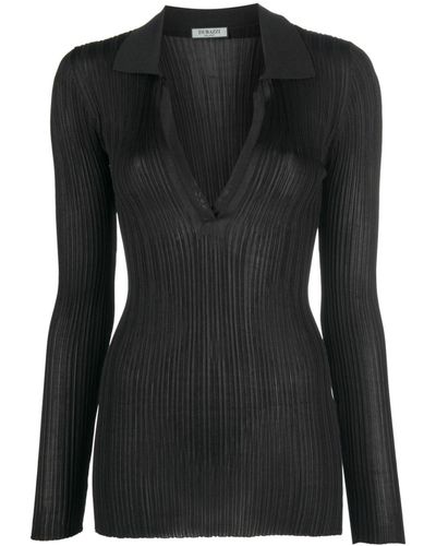 DURAZZI MILANO V-neck Long-sleeve Knitted Top - Black