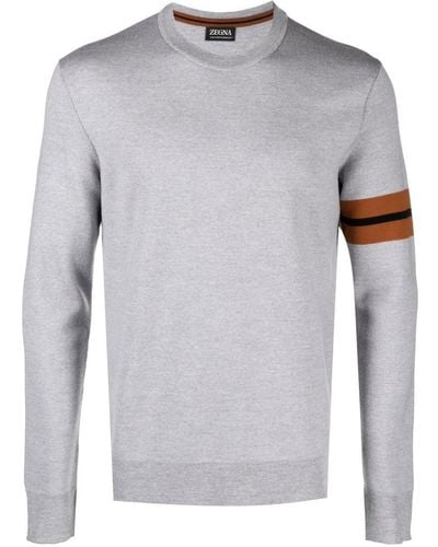 Zegna Jersey con rayas laterales - Gris