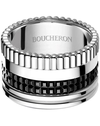 Boucheron 18kt White Gold Quatre Black Large Ring - Multicolor