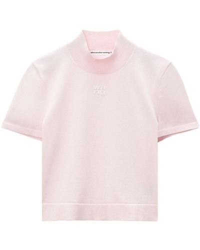 Alexander Wang Logo-embossed Knitted Top - Pink