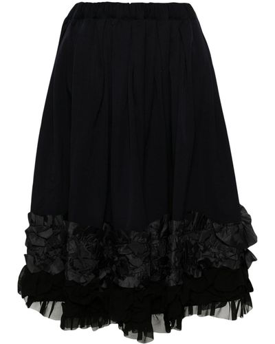 Comme des Garçons Lace-trim Wool Midi Skirt - Black