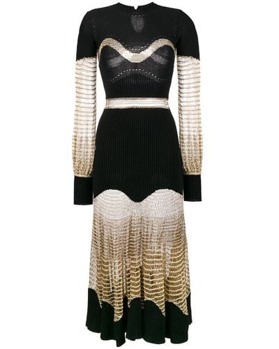 Alexander McQueen Metallic Mesh Knit Dress - Black