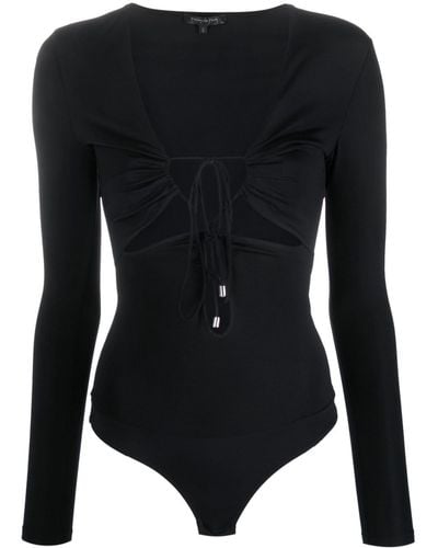 Patrizia Pepe Tie-fastening Cut-out Bodysuit - Black