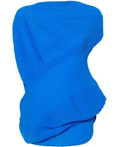Issey Miyake Tunique asymétrique à design plissé - Bleu
