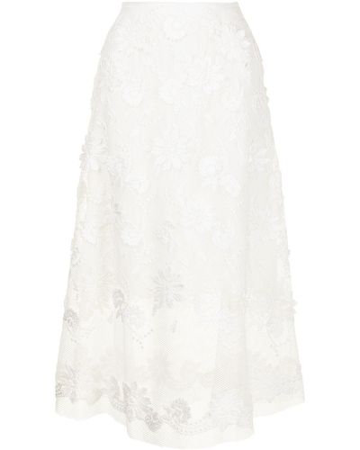 Ermanno Scervino Lace-patterned Midi Skirt - White