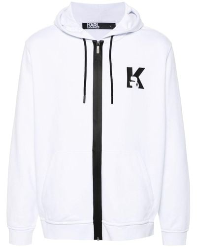 Karl Lagerfeld Ikonik Karl-motif Zipped Hoodie - White