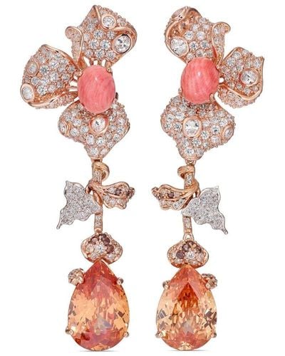 Anabela Chan Orecchini in oro rosa 18kt con diamanti e citrino