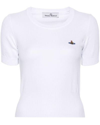 Vivienne Westwood Orb-embroidered Knitted T-shirt - White
